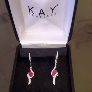 Brand new! Lab-Created Ruby Earrings Lab-Created Sapphires Sterling Silver